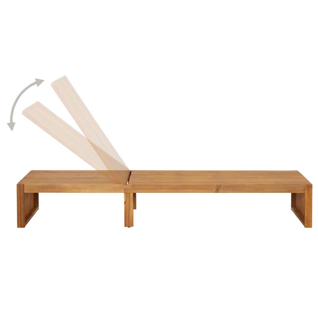 Helloshop26 - Transat chaise longue bain de soleil lit de jardin terrasse meuble d'extérieur avec coussin bois d'acacia solide - Image 5