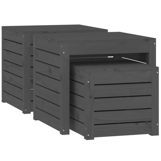 Ensemble de boîtes de jardin 3 pcs bois de pin massif gris - Image 3