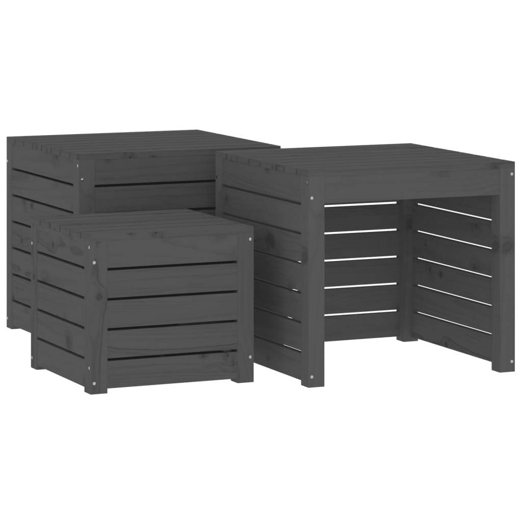 Ensemble de boîtes de jardin 3 pcs bois de pin massif gris - Image 2