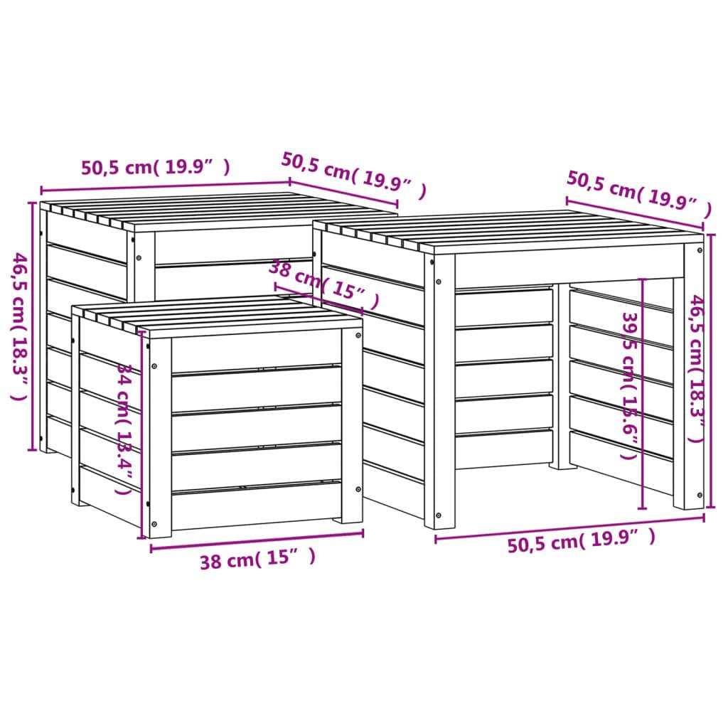 Ensemble de boîtes de jardin 3 pcs bois de pin massif gris - Image 6