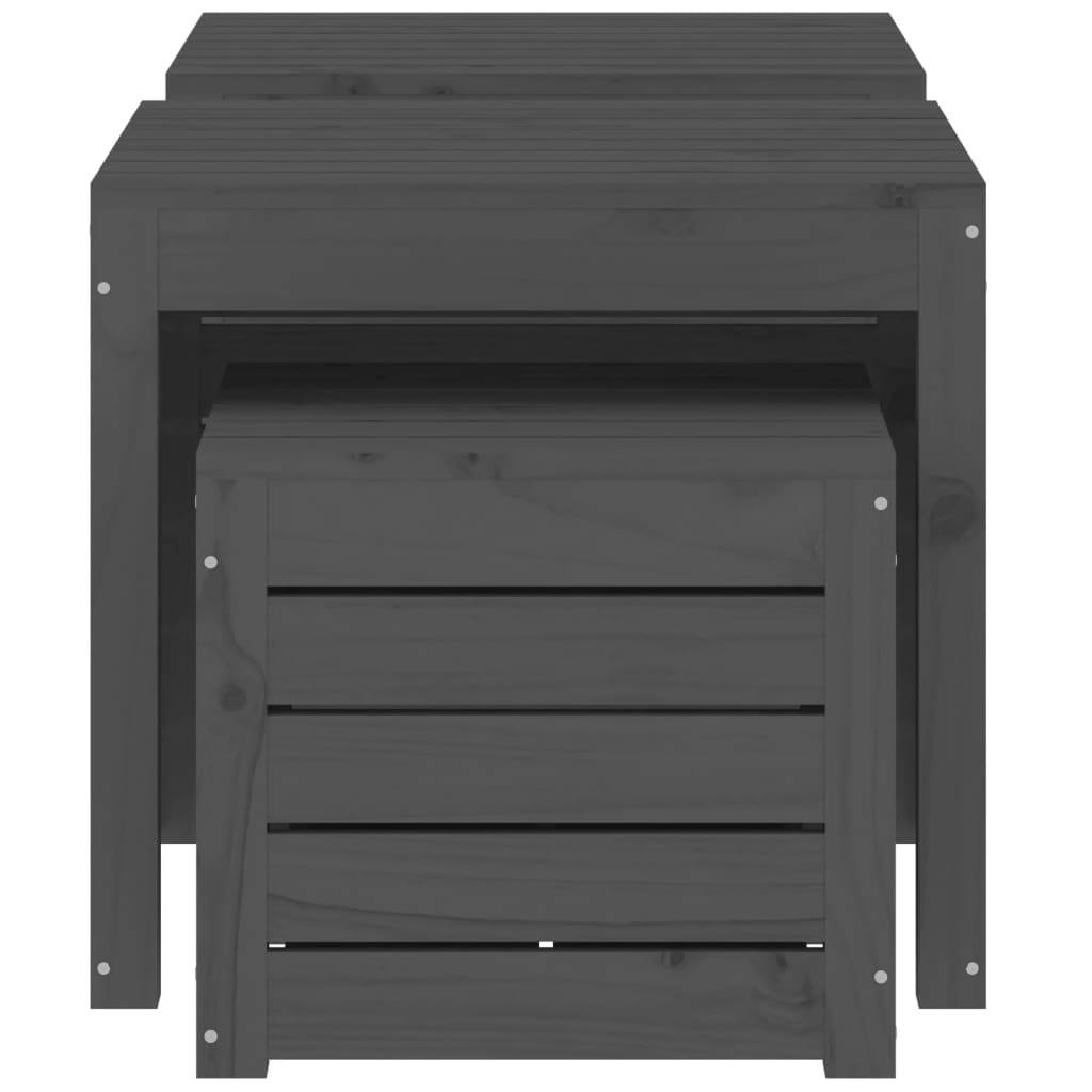 Ensemble de boîtes de jardin 3 pcs bois de pin massif gris - Image 4