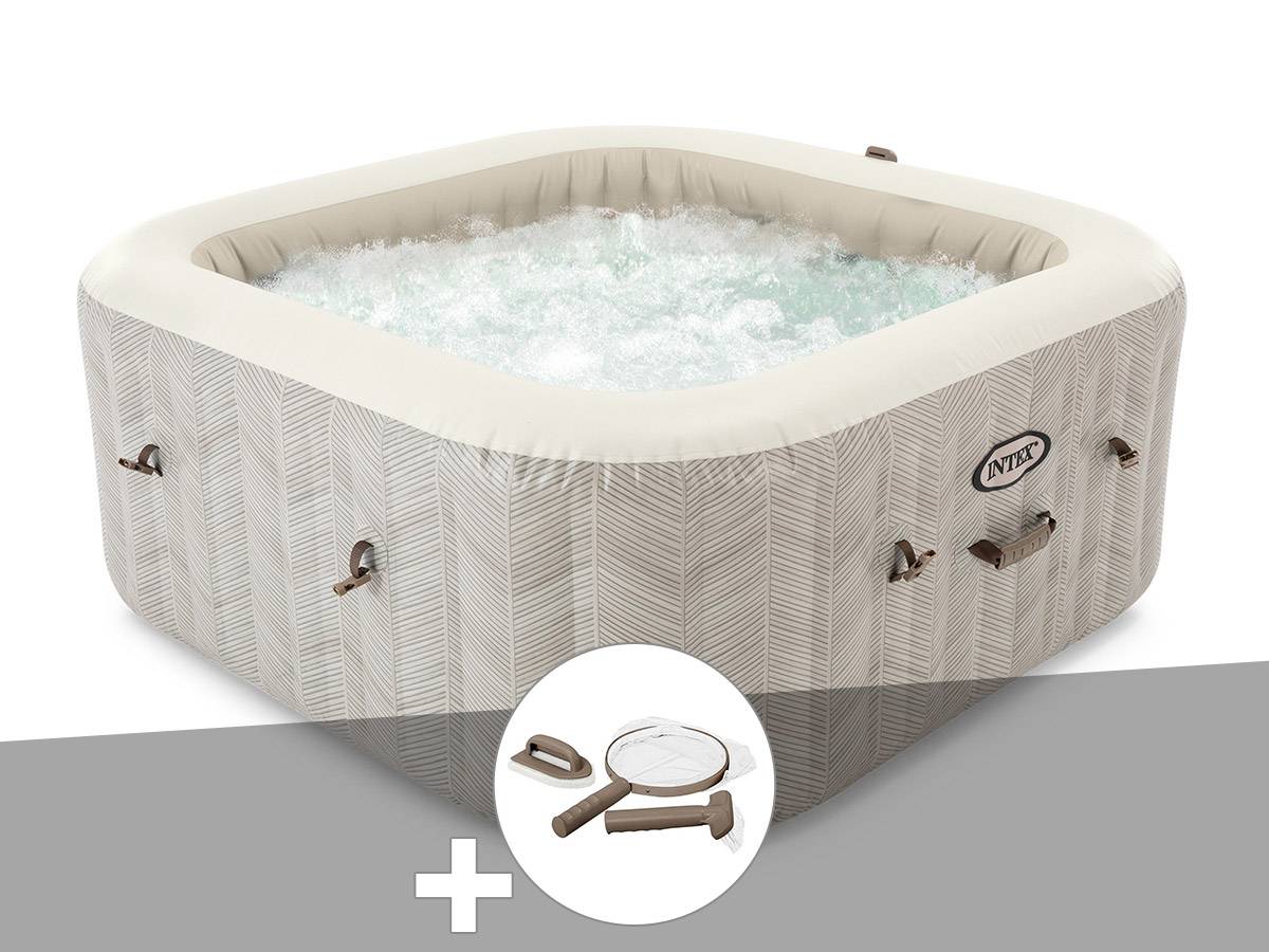 Kit spa gonflable Intex PureSpa Chevron carré Bulles 6 places + Kit d'entretien - Image 1