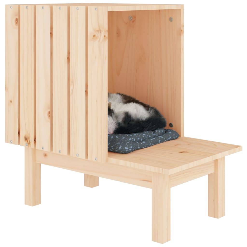 Maison pour chat bois de pin naturel 60 x 36 x 60 cm - PANGIVO - Image 4