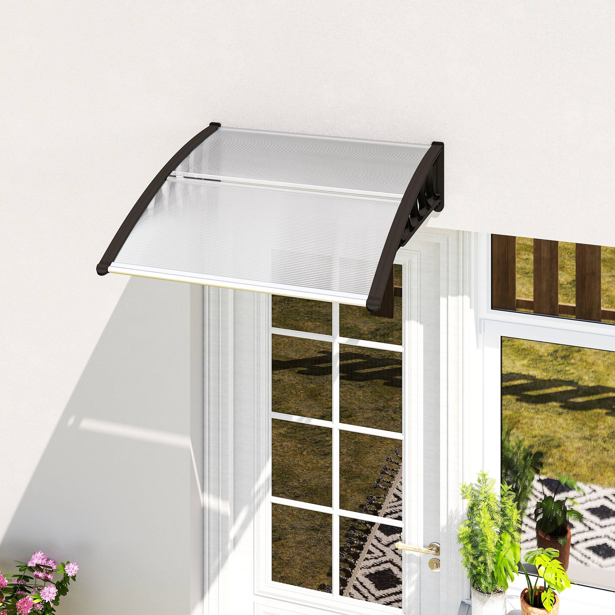Store transparent 103x96,5 cm en polycarbonate et aluminium pour porte et fenêtre, protection design sobre pour entrée pratique et lumineux - Image 3
