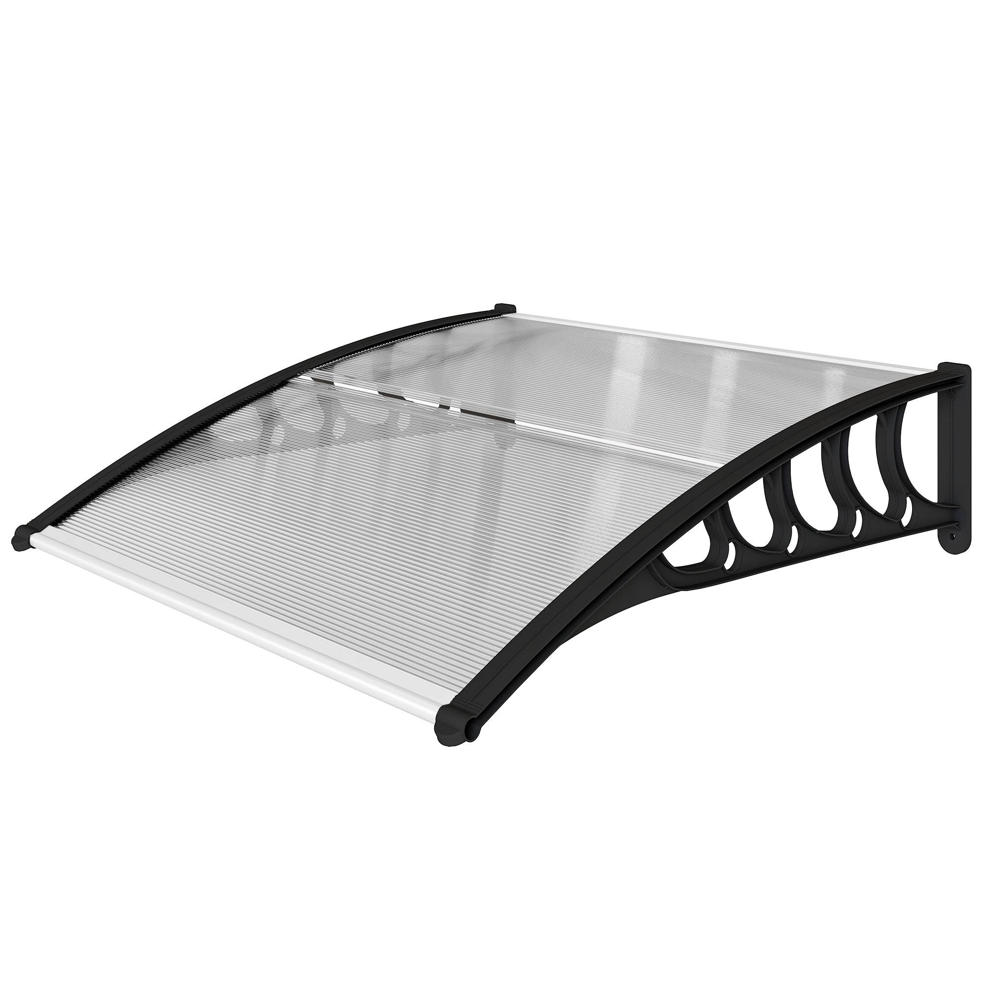 Store transparent 103x96,5 cm en polycarbonate et aluminium pour porte et fenêtre, protection design sobre pour entrée pratique et lumineux - Image 2