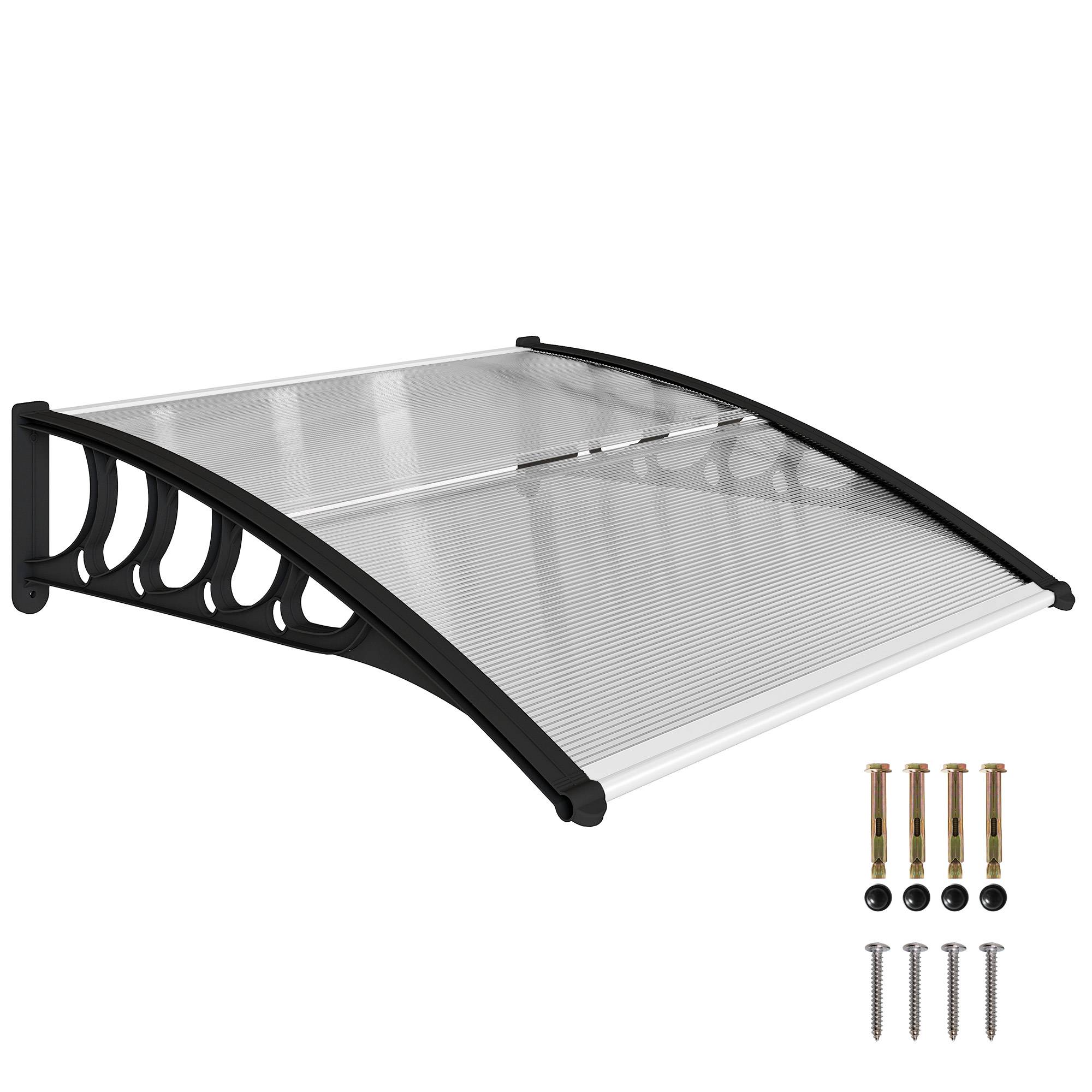 Store transparent 103x96,5 cm en polycarbonate et aluminium pour porte et fenêtre, protection design sobre pour entrée pratique et lumineux - Image 1