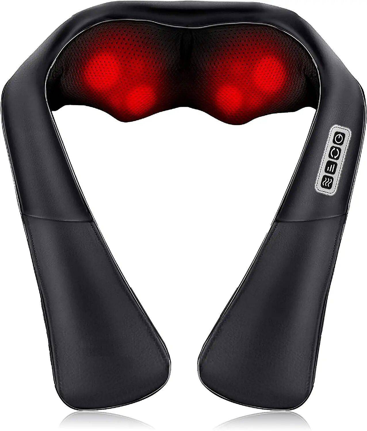 FISHTEC - Masseur Cervical Cou Epaules et Dos Appareil de Massage Électrique Chauffant avec Rouleaux Shiatsu 3 Vitesses Réglables Cuir Gris - Image 1