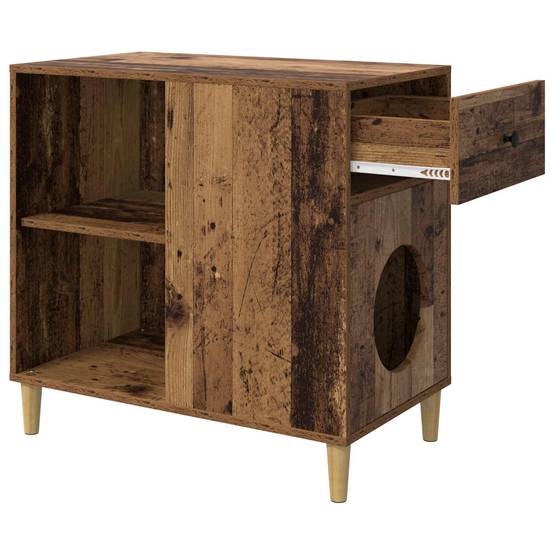 Maison pour chat bois d'ingénierie bois ancien 72 x 42.5 x 70 cm - PANGIVO - Image 5