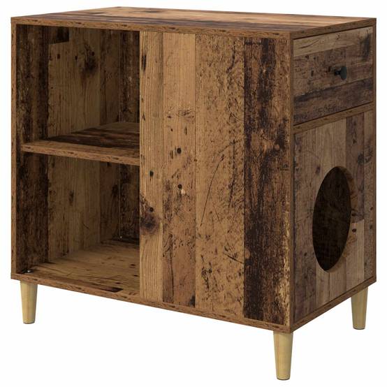 Maison pour chat bois d'ingénierie bois ancien 72 x 42.5 x 70 cm - PANGIVO - Image 2