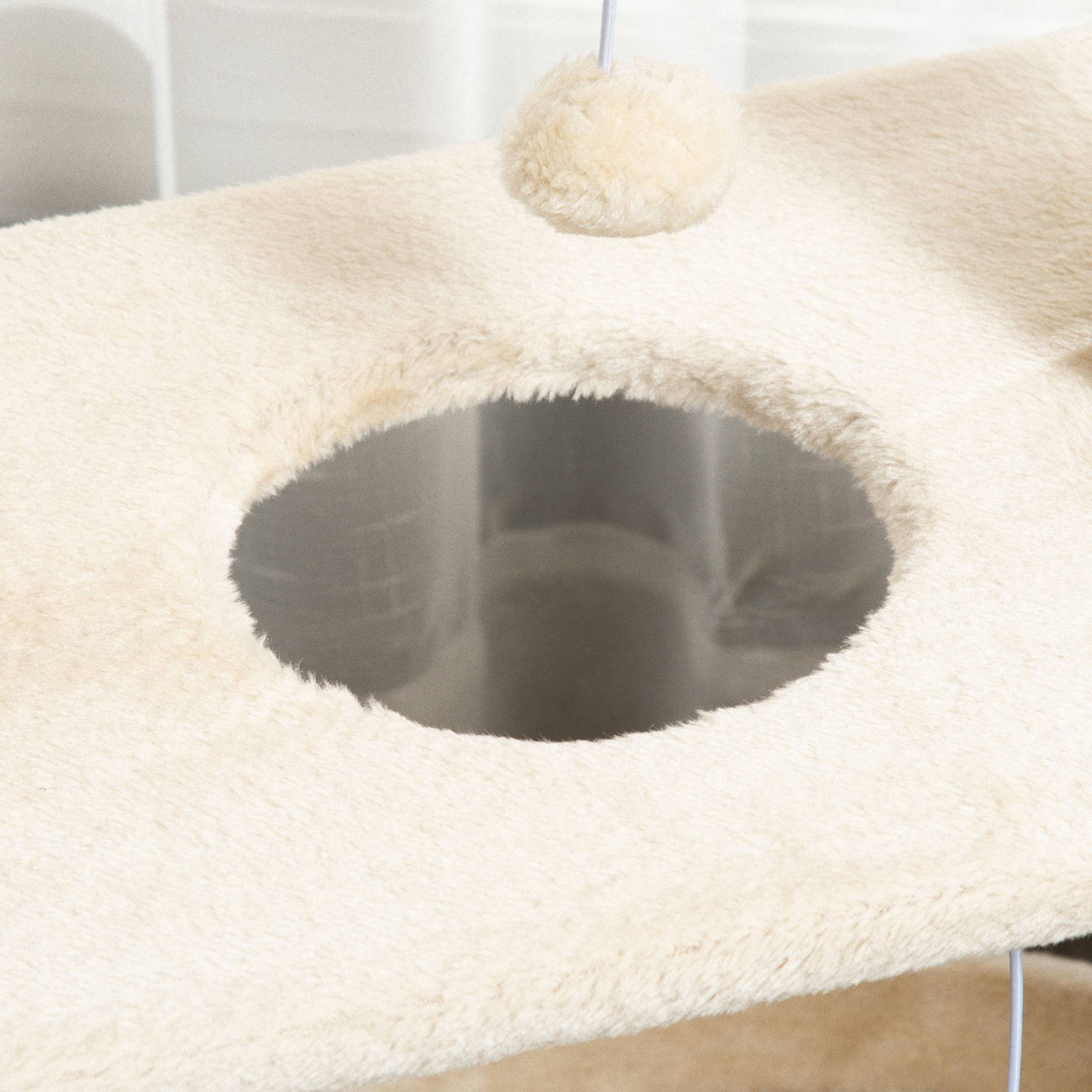 Pawhut - Arbre à chat griffoirs grattoir jeu boules suspendues plateformes ronde, rectangulaire et demi-cylindrique peluche jute naturelle beige - Image 9