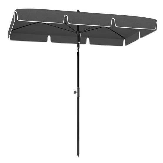 Parasol de jardin Parasol droit rectangulaire inclinable alu métal polyester haute densité 2 x 1,3 m gris - Image 2