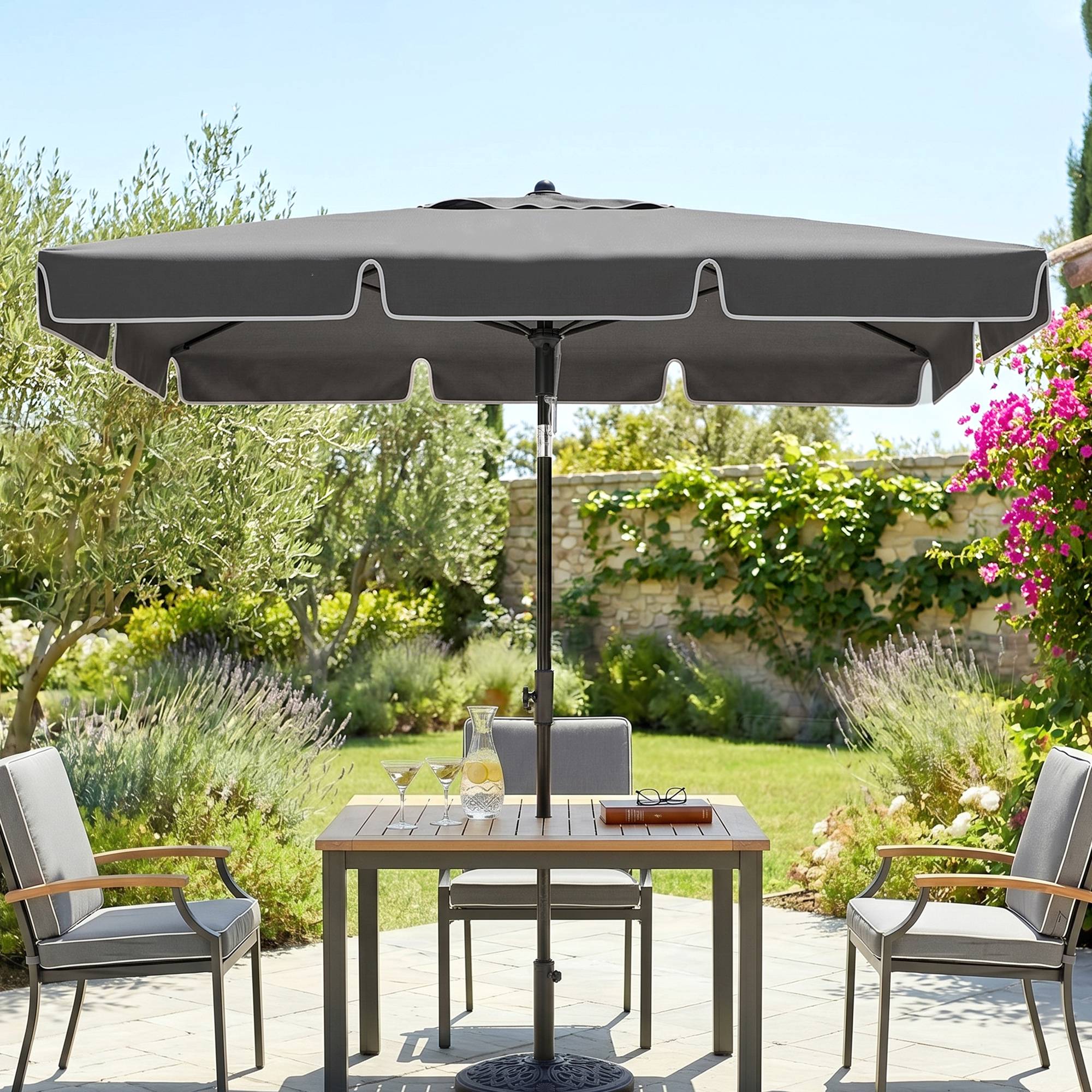 Parasol de jardin Parasol droit rectangulaire inclinable alu métal polyester haute densité 2 x 1,3 m gris - Image 4