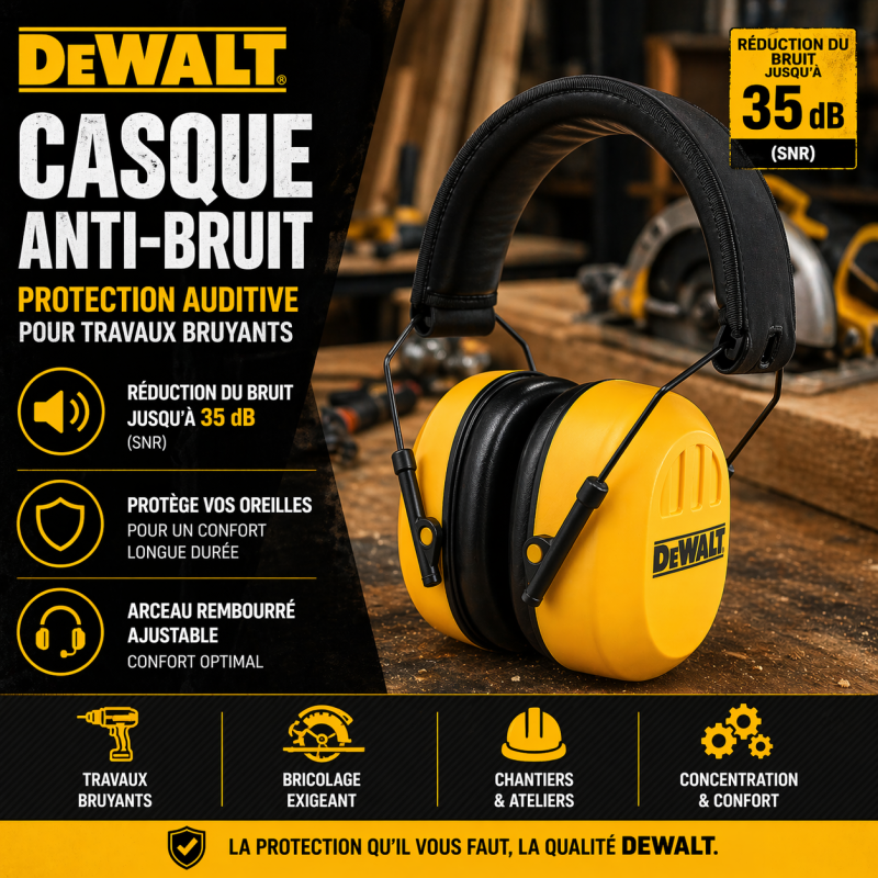 Casque antibruit DeWalt DPG18 SNR - Réduction de bruit - 35 dB - Image 2