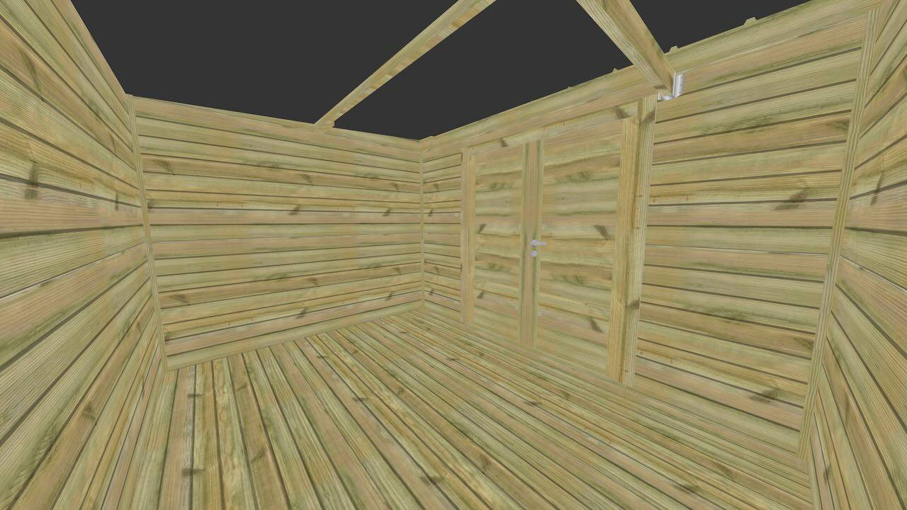 Abri Français - ABRI DE JARDIN bois autoclave 27mm - 4,44x2,64m / 12m2 - Bac acier - Plancher bois - Image 5