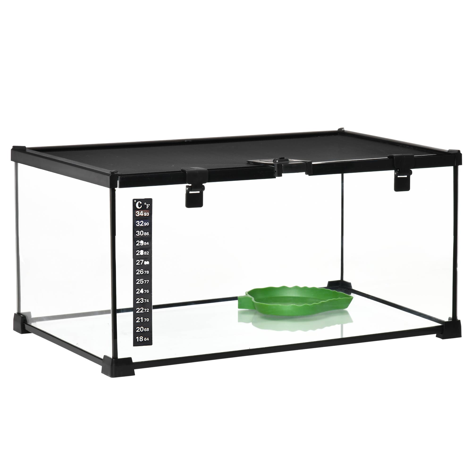 ComfortXL - Terrarium reptile verre trempé noir 50 x 30 x 25 cm habitat ventilé avec thermomètre et trappe de nourrissage - Image 10