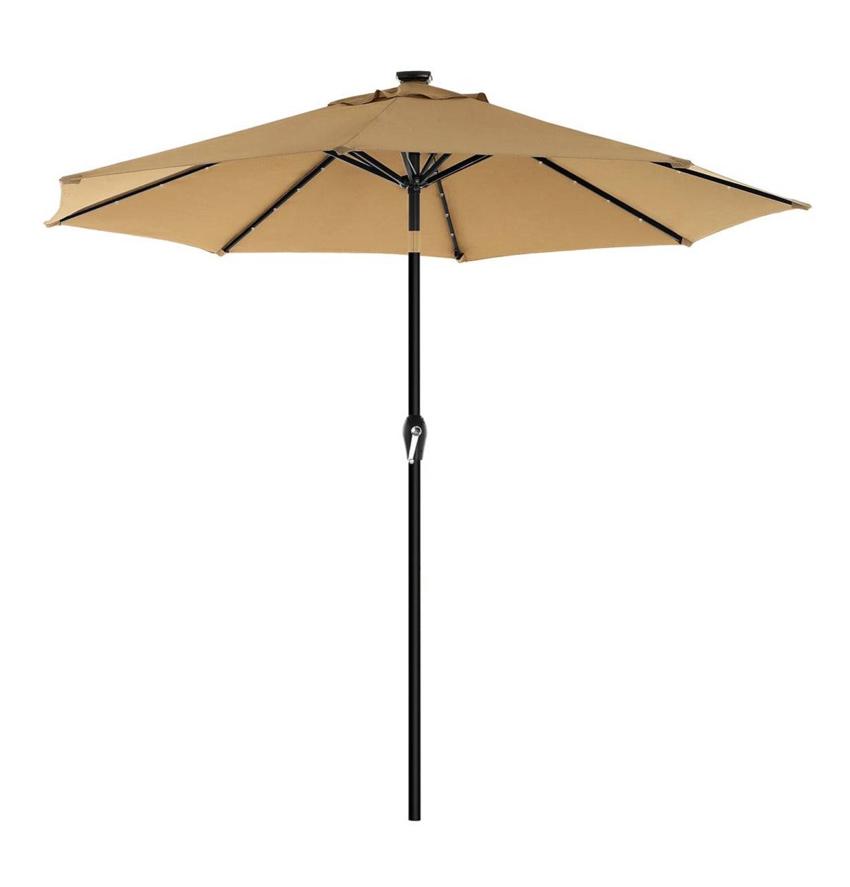 Helloshop26 - Parasol de jardin avec ampoules led à énergie solaire ombrelle de terrasse diamètre 3 m protection salaire upf50+ inclinaison réglable avec manivelle - Image 1