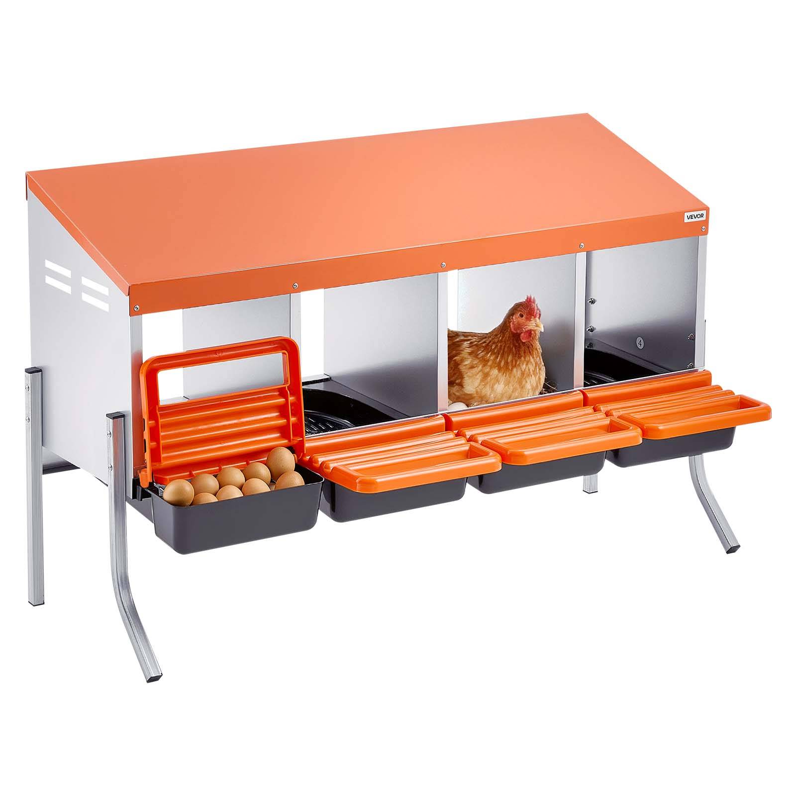 VEVOR Pondoir à Poules Nichoir 4 Compartiments Pieds de Support 106x52,5x67,5 cm - Image 1