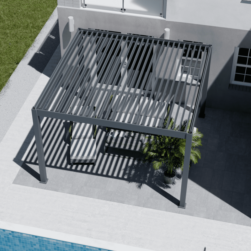 Ombrea - Pergola bioclimatique Ombréa autoportante 4x4M - Anthracite - ELMO Ombréa - Image 3