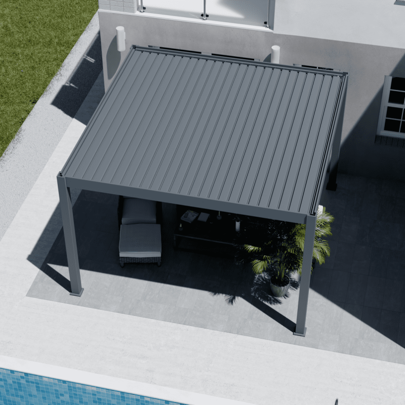 Ombrea - Pergola bioclimatique Ombréa autoportante 4x4M - Anthracite - ELMO Ombréa - Image 4