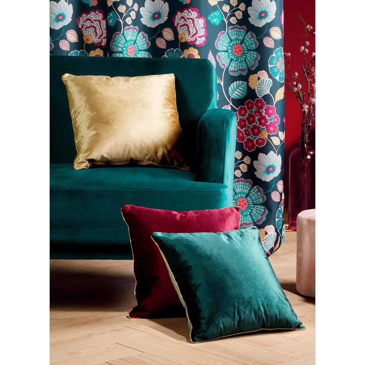 Coussin Déco Velours "Noria" 45x45cm Bleu Pétrole - Image 4
