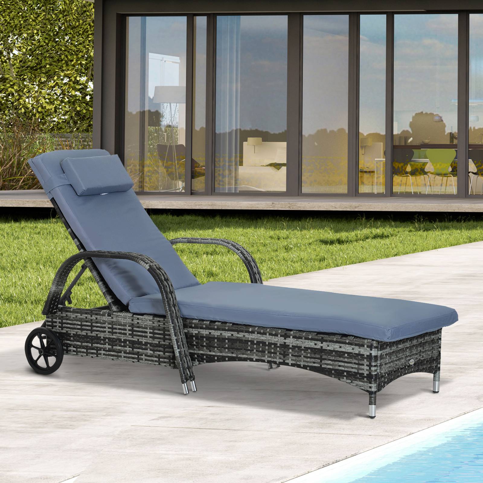 PANGIVO - Bain de soleil résine tressée gris 200 x 73 x 103 cm - PANGIVO - Image 4