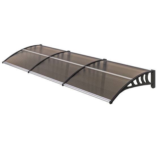 Auvent de porte polycarbonate marron 303 x 96 x 27 cm - PANGIVO - Image 2