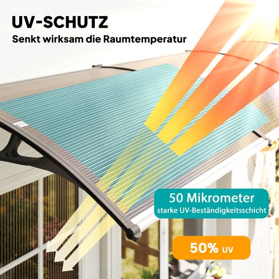 Auvent de porte polycarbonate marron 303 x 96 x 27 cm - PANGIVO - Image 6