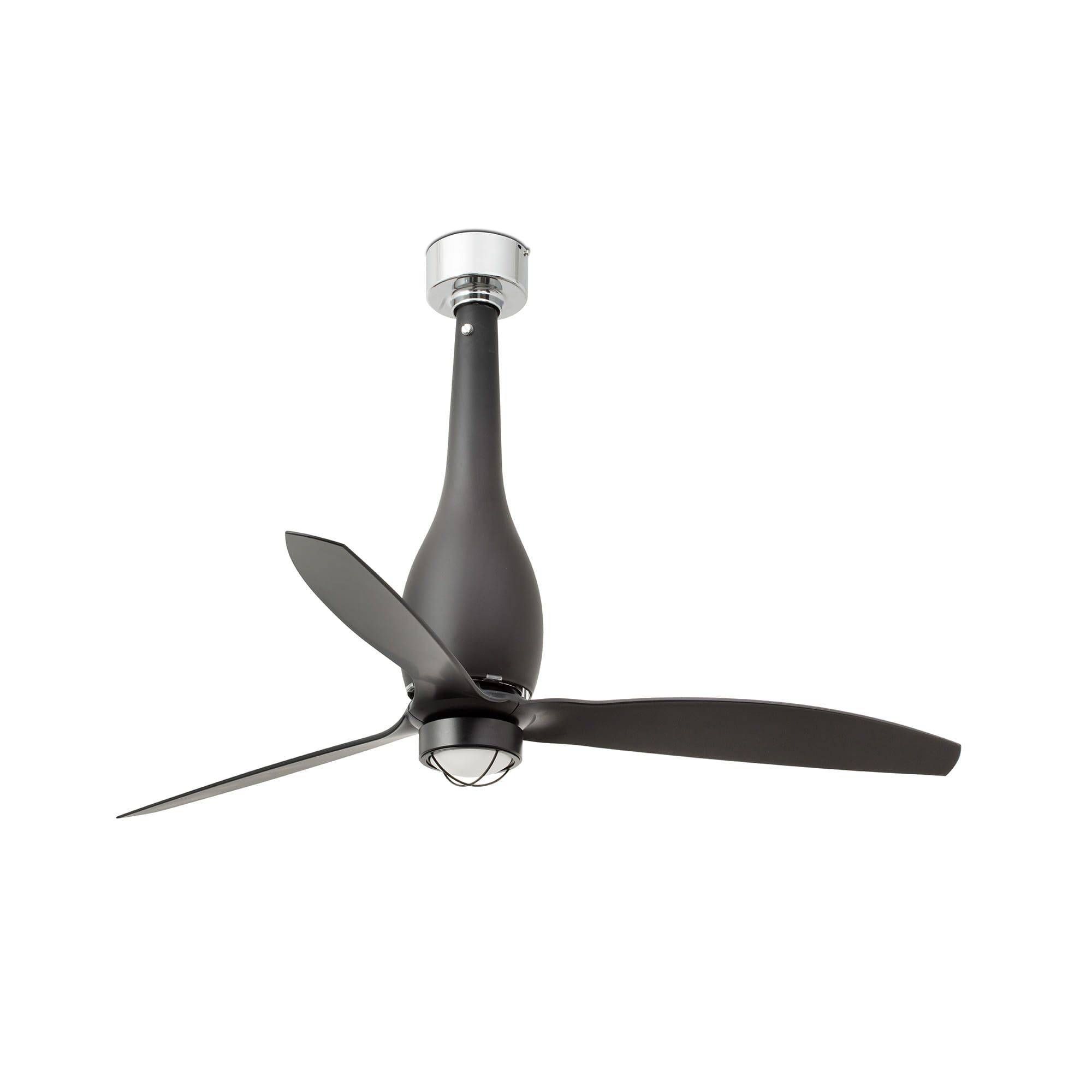Ventilateur de plafond avec lumiere acier et verre noir mat moteur DC 6 vitesses - Image 2