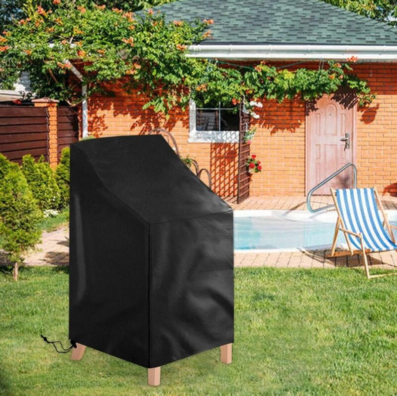 IntiMeg - Lot de 2 housses de protection pour chaises de jardin - Imperméables, coupe-vent, résistantes aux UV - En polyester Oxford - Pour chaises empilables - Image 4