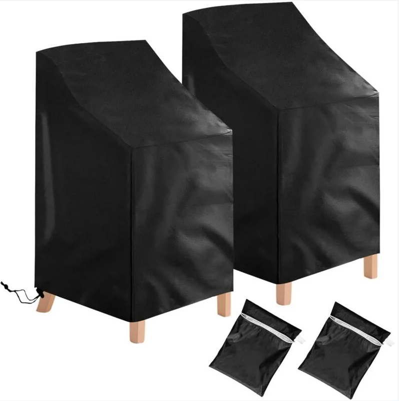 IntiMeg - Lot de 2 housses de protection pour chaises de jardin - Imperméables, coupe-vent, résistantes aux UV - En polyester Oxford - Pour chaises empilables