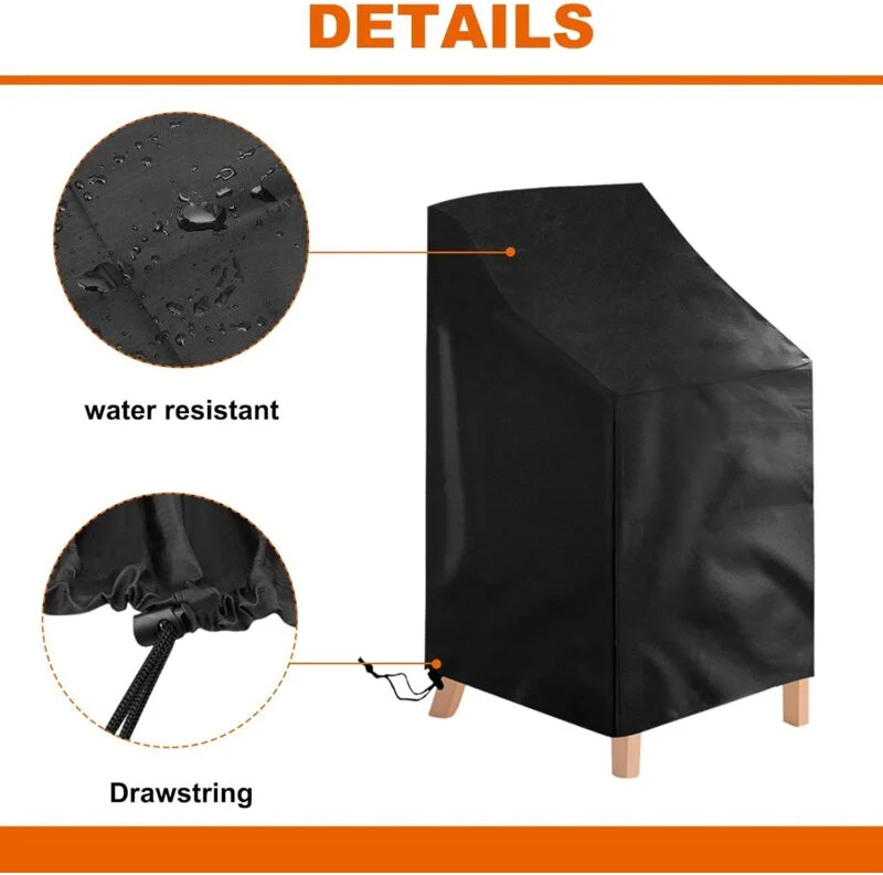 IntiMeg - Lot de 2 housses de protection pour chaises de jardin - Imperméables, coupe-vent, résistantes aux UV - En polyester Oxford - Pour chaises empilables - Image 3