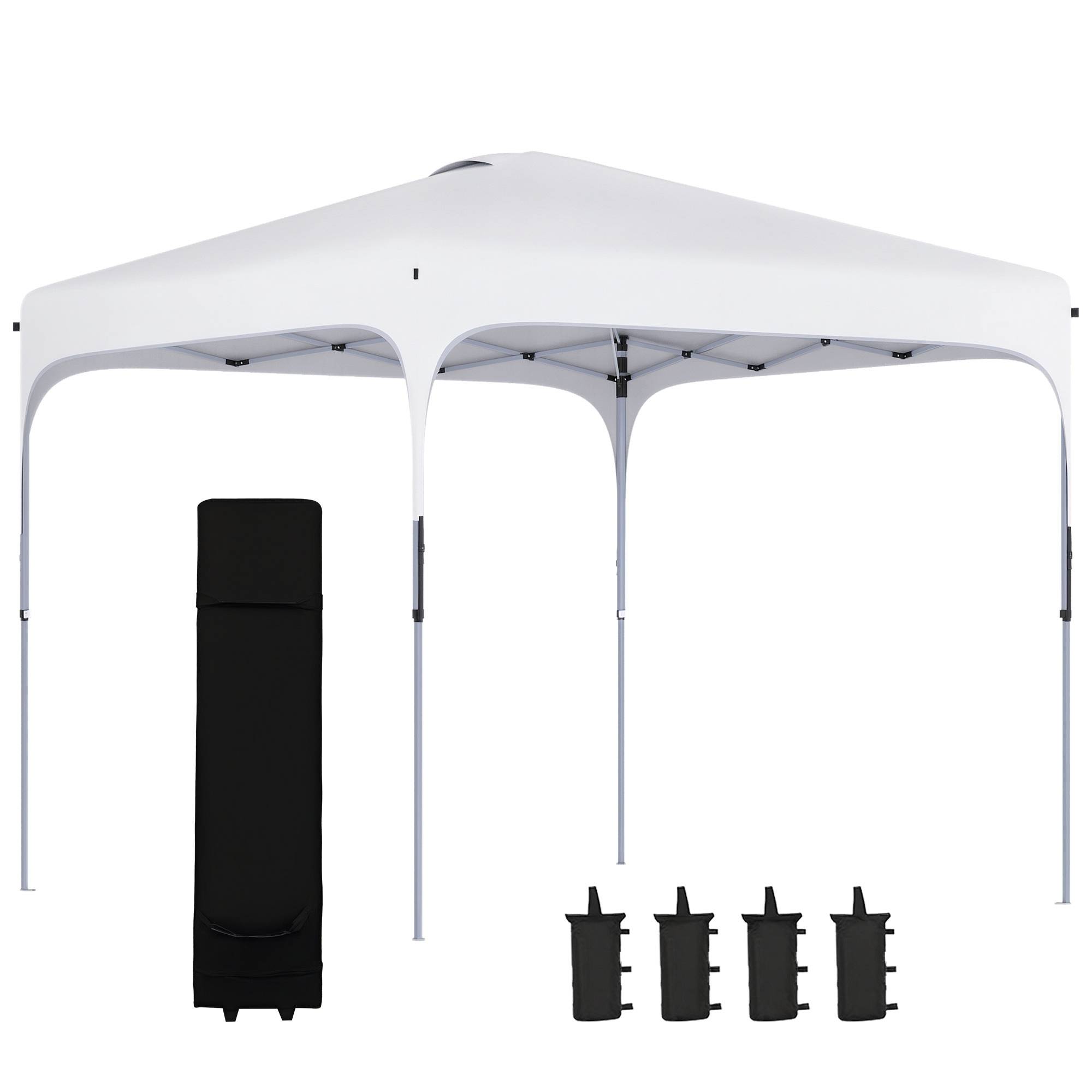 Tonnelle blanche 2,5x2,5x2,7 m avec hauteur réglable et protection anti-UV, abri design sobre pour jardin pratique et ajustable - Image 1