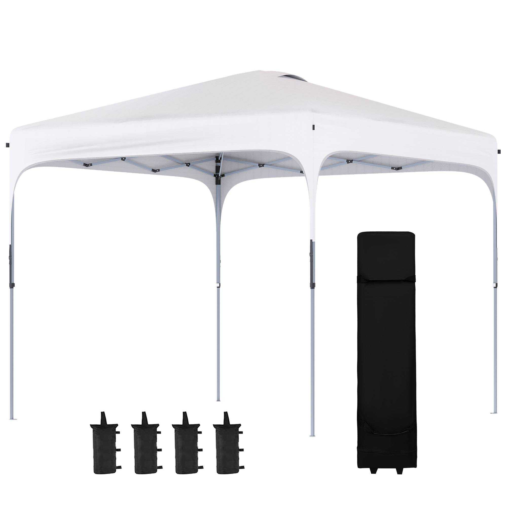 Tonnelle blanche 2,5x2,5x2,7 m avec hauteur réglable et protection anti-UV, abri design sobre pour jardin pratique et ajustable - Image 2