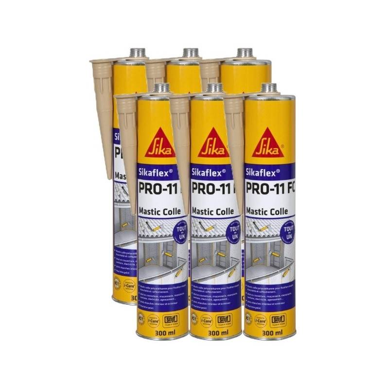 6 Colles mastic Sikaflex ton beige PRO 11 FC à prise rapide 300 ml SIKA