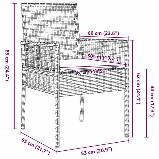 PANGIVO - Chaise de jardin polyrotin beige 55 x 53 x 85 cm (2 pcs), Poids :10.68kg - PANGIVO - Image 8