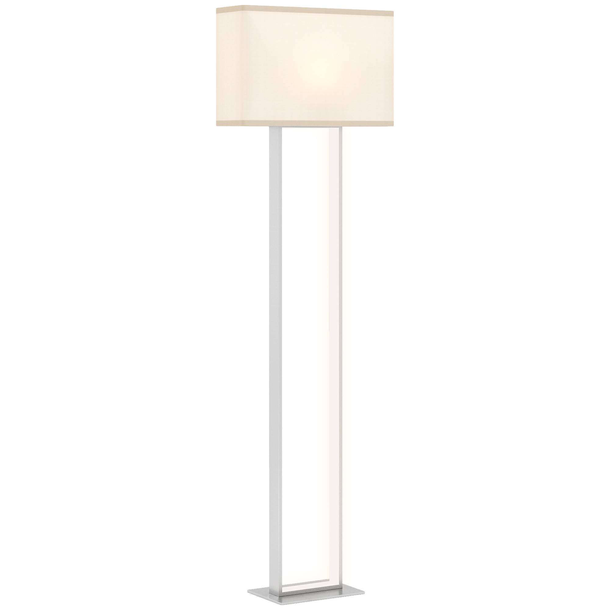 Lampadaire salon base métallique blanche 150 cm avec abat-jour tissu veilleuse et interrupteur au pied - Image 1