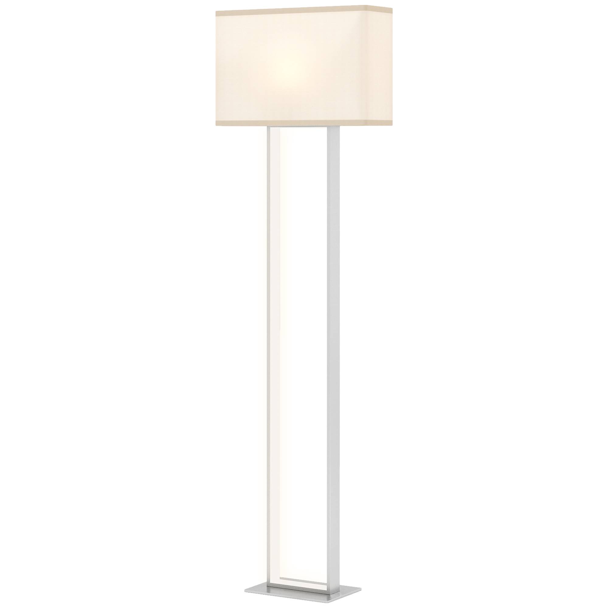 Lampadaire salon base métallique blanche 150 cm avec abat-jour tissu veilleuse et interrupteur au pied - Image 2