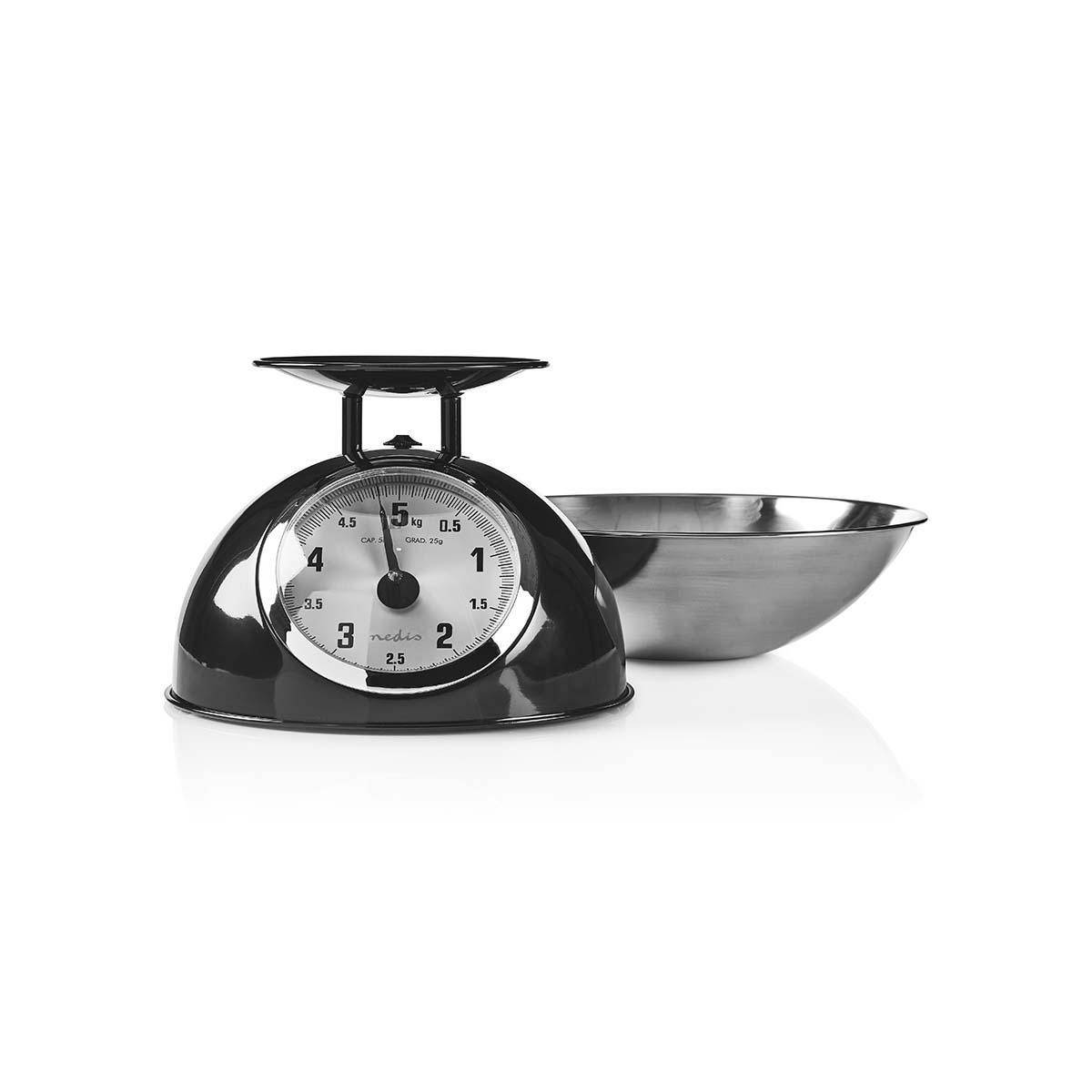 Balance de cuisine Retro Noire Analogique Bol amovible 5kg Acier Fonction Tare NEDIS - Image 2