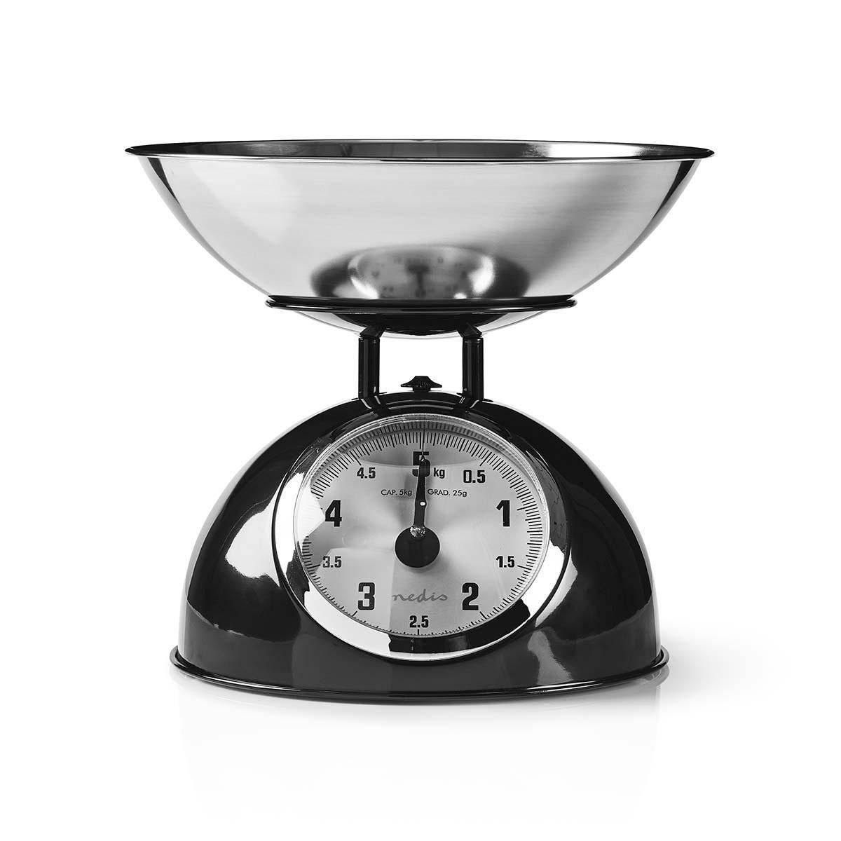 Balance de cuisine Retro Noire Analogique Bol amovible 5kg Acier Fonction Tare NEDIS - Image 1
