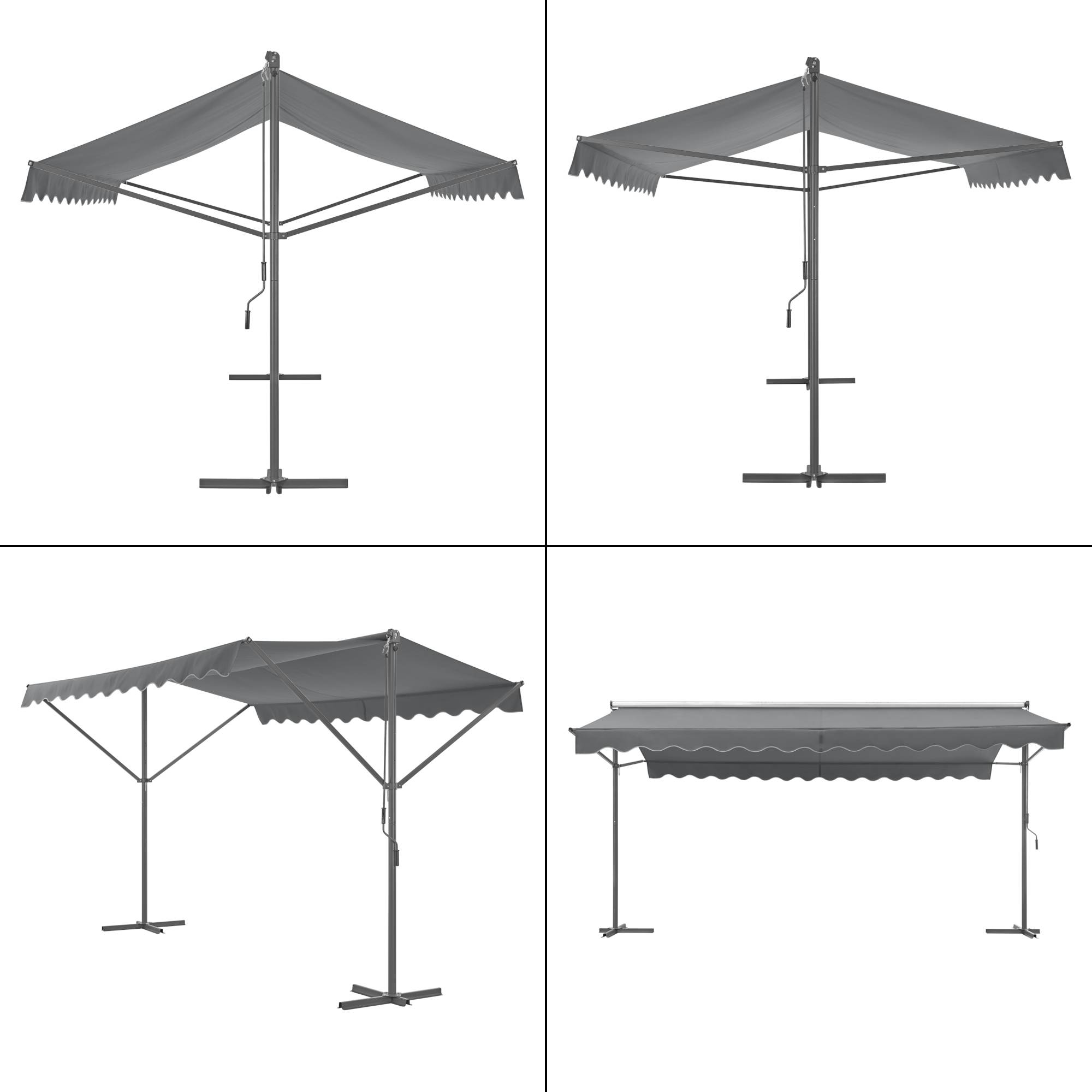 Pro.Tec - Store banne autoportant Selenizza à double pente 600 x 300 x 260 cm gris foncé [pro.tec] - Image 5