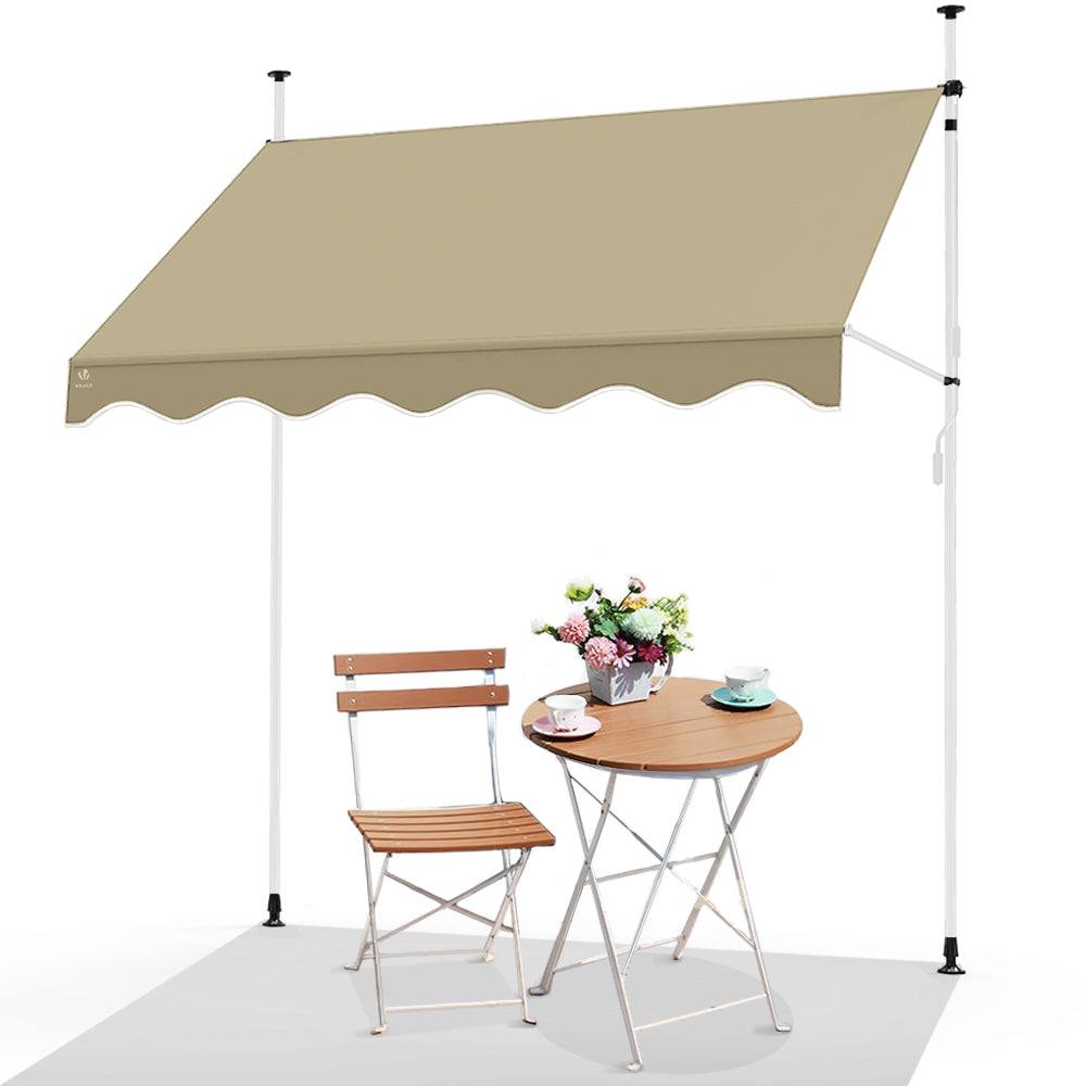 Vounot - Auvent rétractable manuel sans perçage 200cm beige - Store banne hauteur et inclinaison réglable - VOUNOT® - Image 1
