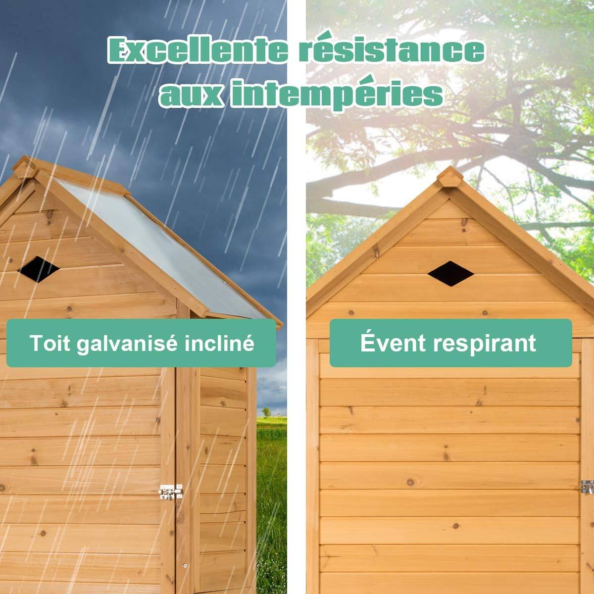 Armoire abri de jardin remise pour outils avec 5 etagères 70 x 35,5 x 176 cm avec tôle galvanisé - Image 2