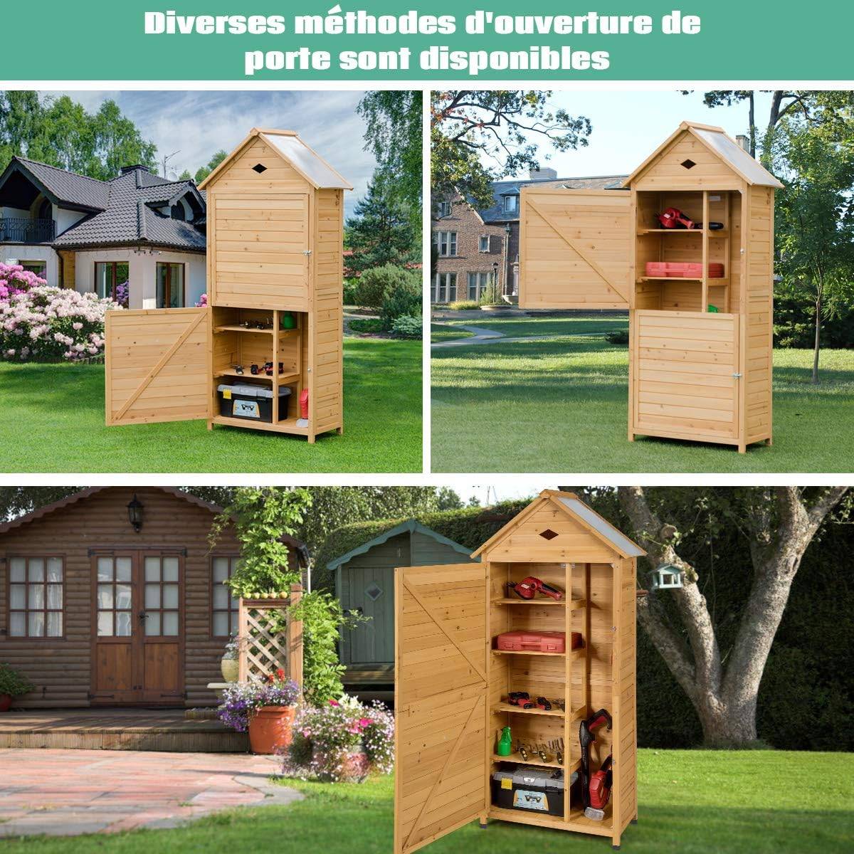 Armoire abri de jardin remise pour outils avec 5 etagères 70 x 35,5 x 176 cm avec tôle galvanisé - Image 6
