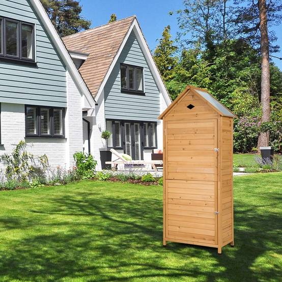 Armoire abri de jardin remise pour outils avec 5 etagères 70 x 35,5 x 176 cm avec tôle galvanisé - Image 7