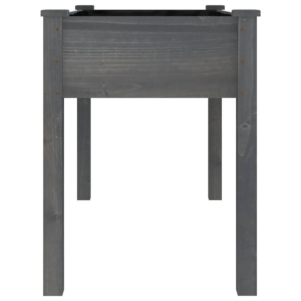Helloshop26 - Jardinière avec doublure pratique tendance jardin extérieur 118 x 59 x 76 cm en bois massif gris - Image 3