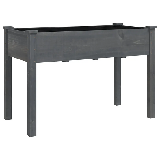 Helloshop26 - Jardinière avec doublure pratique tendance jardin extérieur 118 x 59 x 76 cm en bois massif gris - Image 1