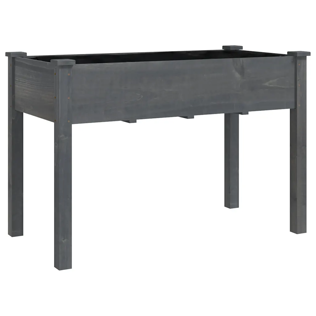 Helloshop26 - Jardinière avec doublure pratique tendance jardin extérieur 118 x 59 x 76 cm en bois massif gris - Image 1