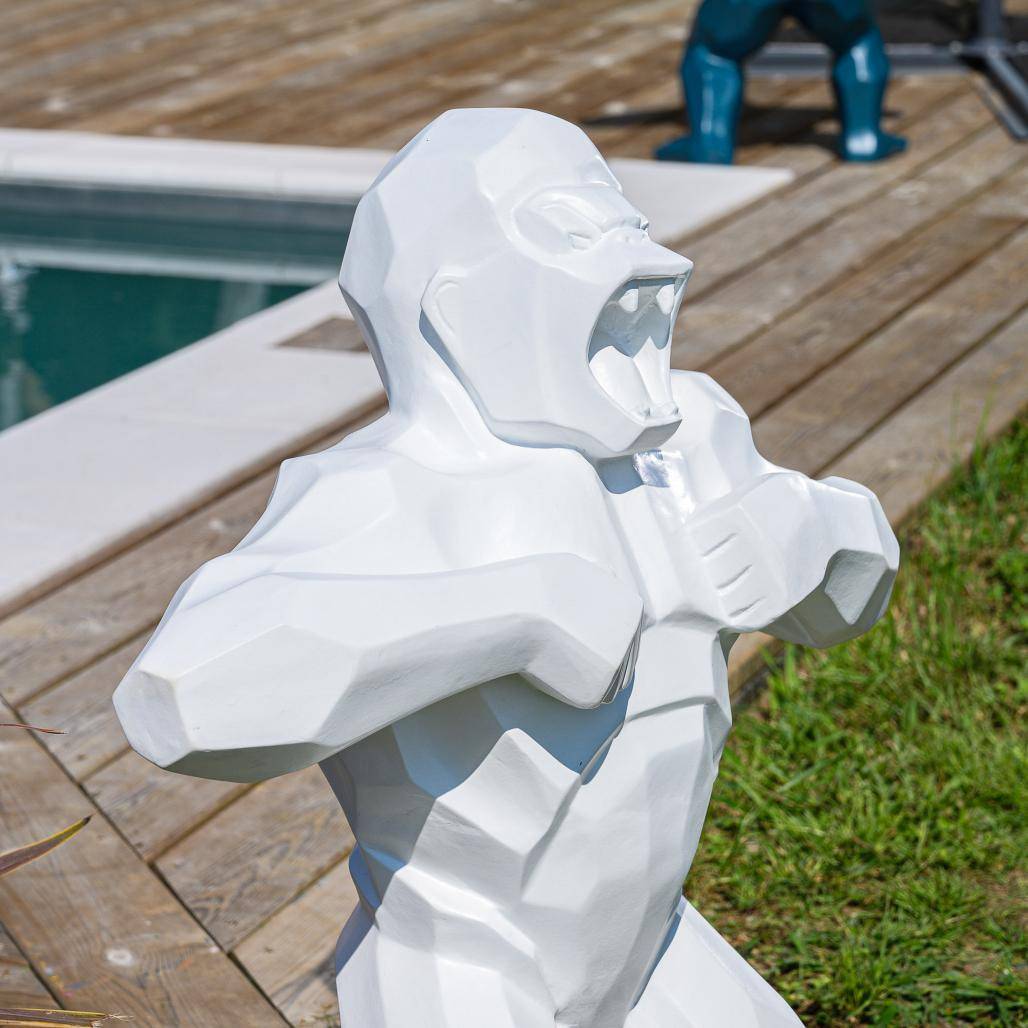 Statue origami gorille blanc 80 cm - Image 5