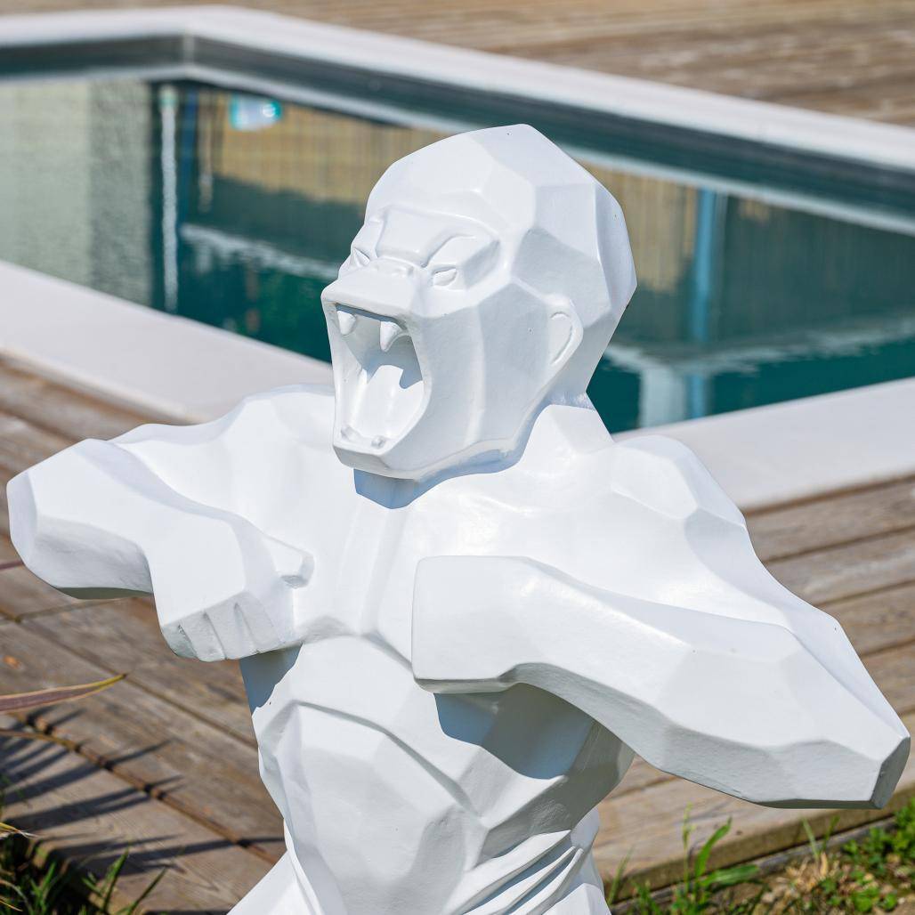 Statue origami gorille blanc 80 cm - Image 3