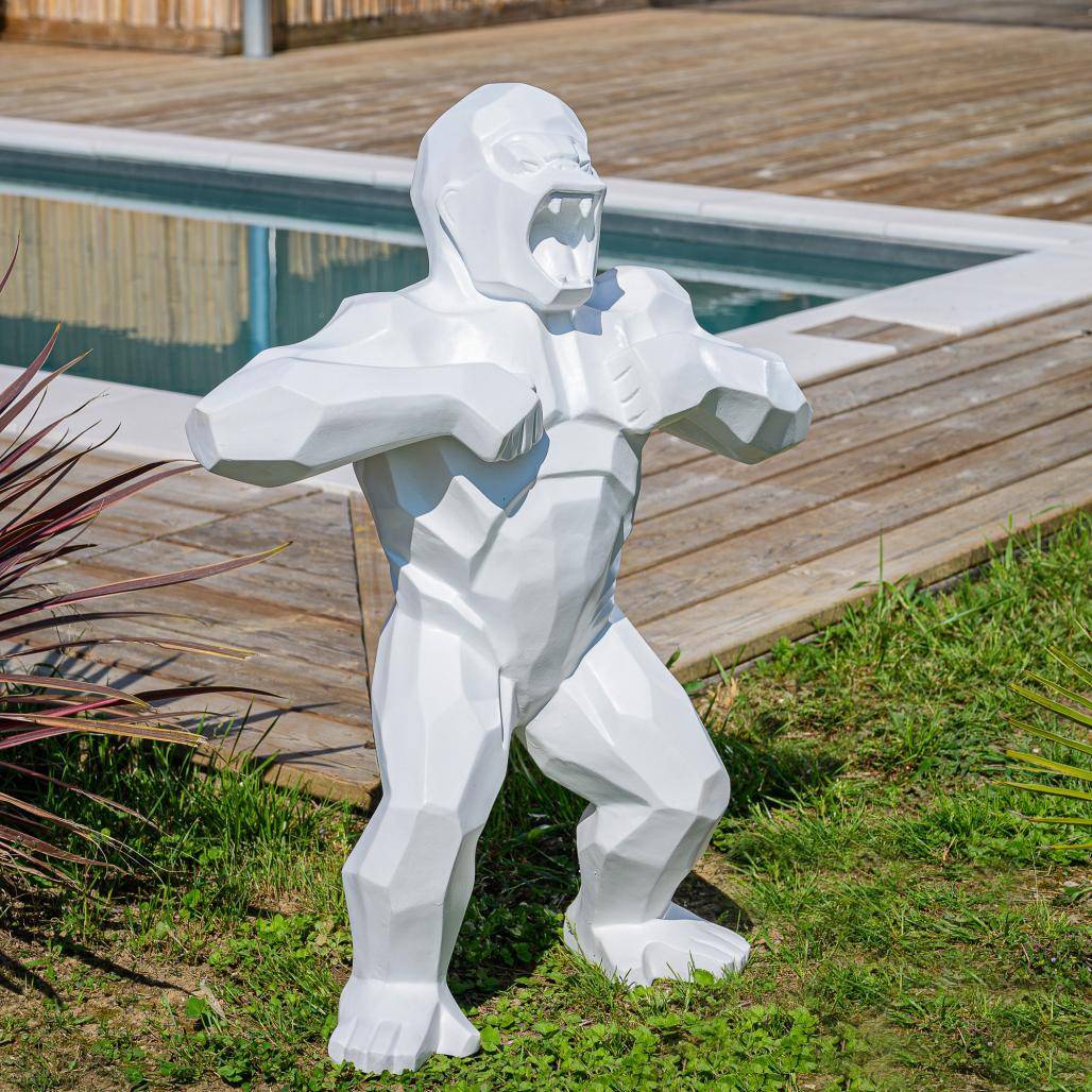 Statue origami gorille blanc 80 cm - Image 4